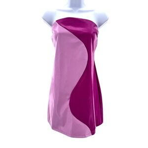 Le Lis Collection Womens Pink Colorblock Zipper Closure Strapless Mini Dress‎ L